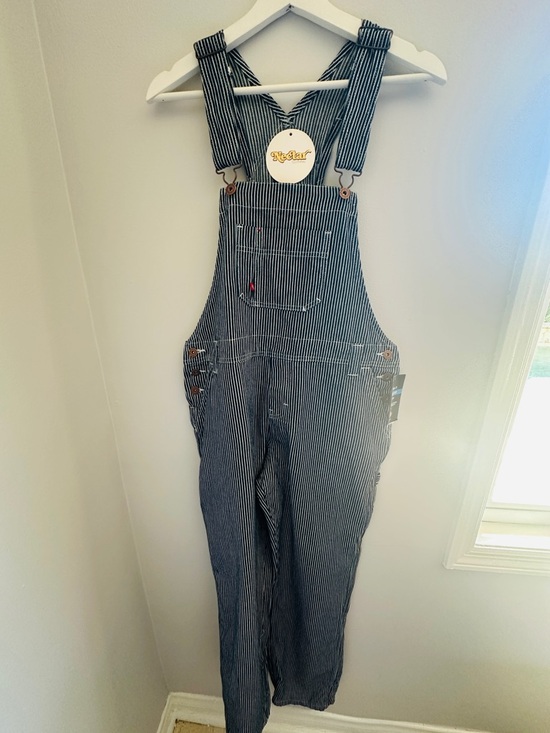 Dickies Denim - Blue White Pinstripe Dickies Hickory Relaxed Fit Overalls~Small
